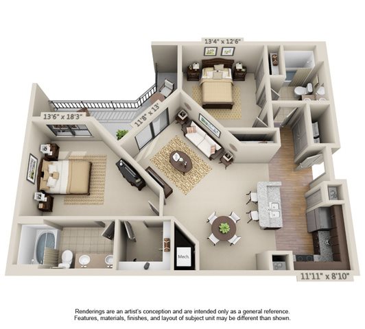 2 bed 2 bath Floor Plan B3 Riviera - Millenia 700 2 bed 2 bath Floor Plan B3 Riviera - Millenia 700